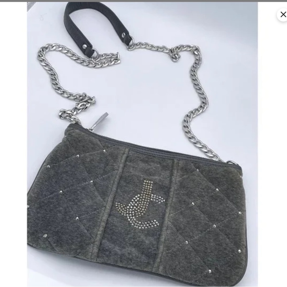 Juicy Couture Grey Cross Body Velour Bag EUC